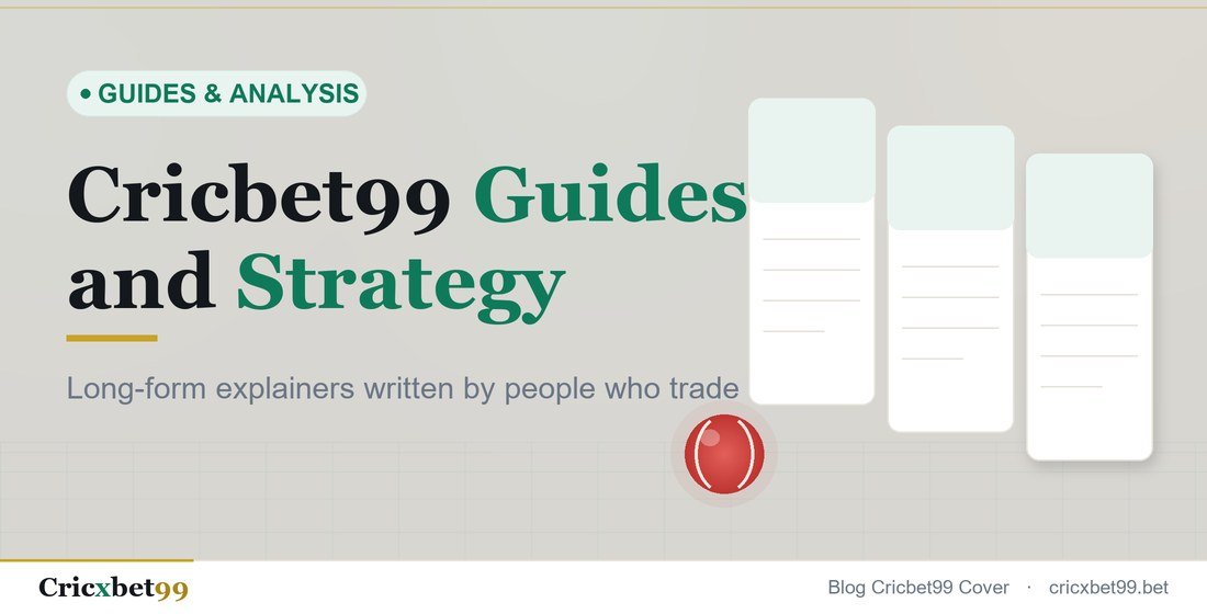 Cricbet99 guides and exchange analysis cover showing a cricket match odds screen